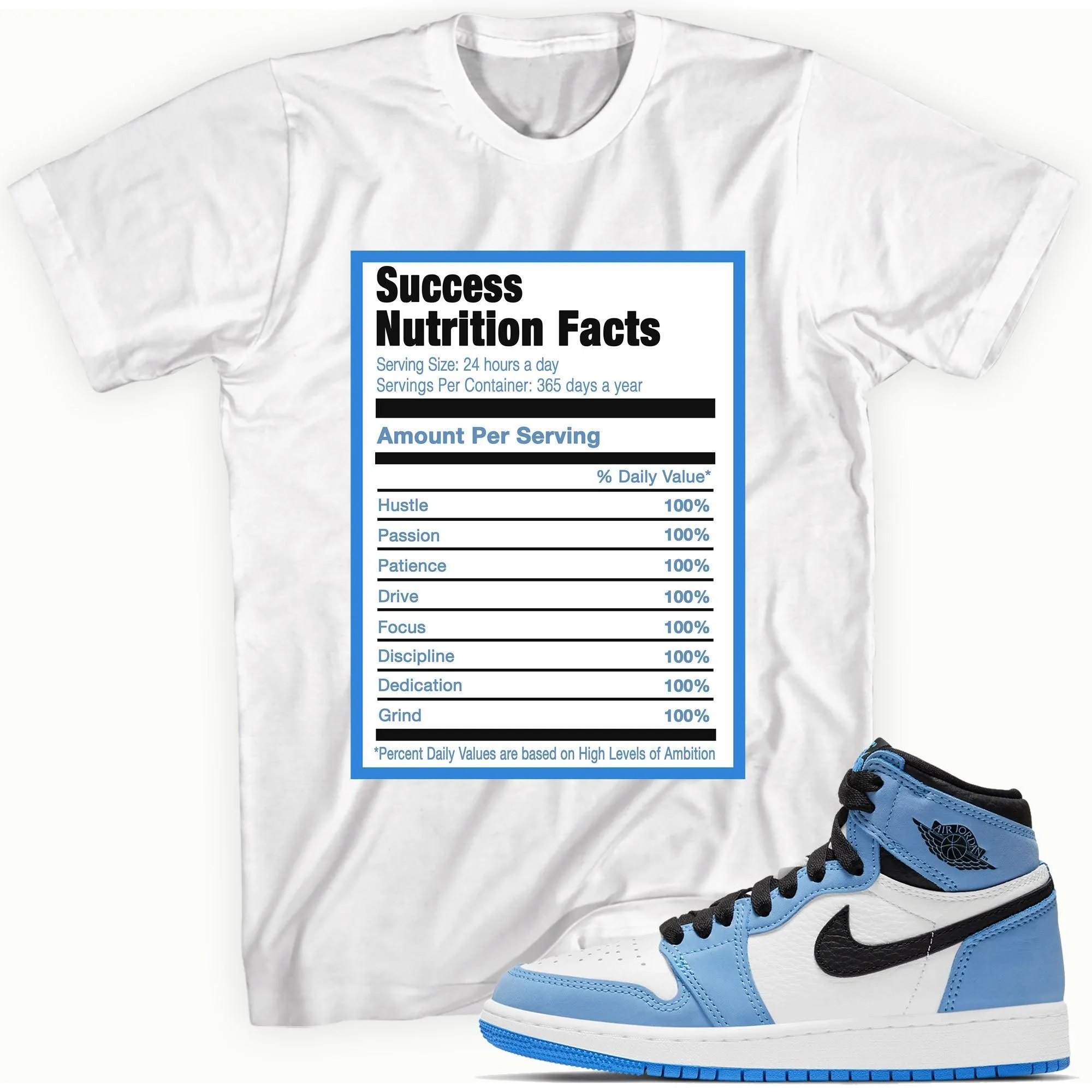 1 High White University Blue Black Shirt Success Nutrition