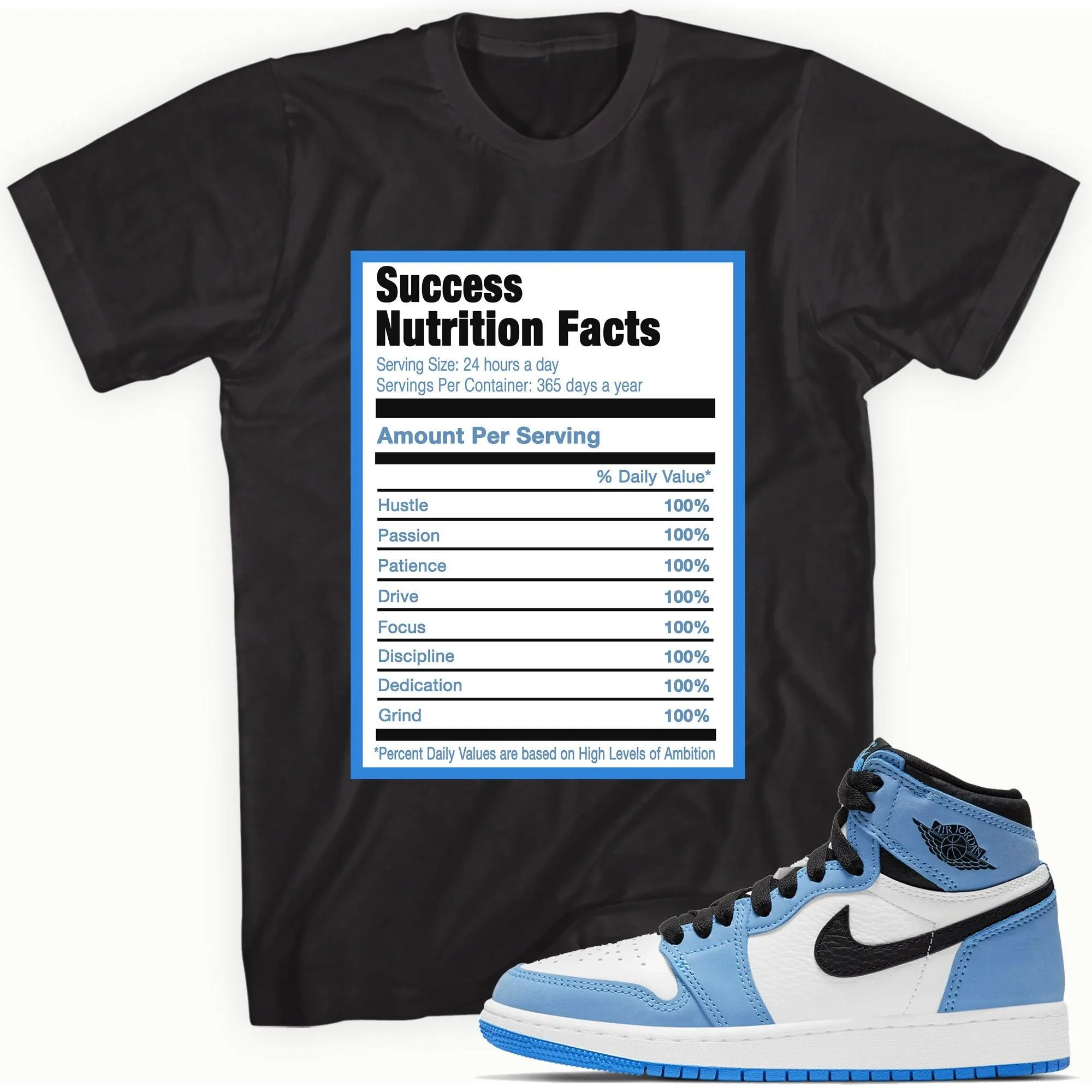 1 High White University Blue Black Shirt Success Nutrition