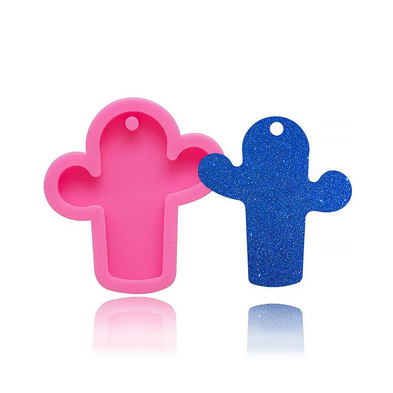 1 piece Mirror Surface Silicone Cactus Mold Small Keychain Mold Resin Epoxy Mold For Keychain 10336950