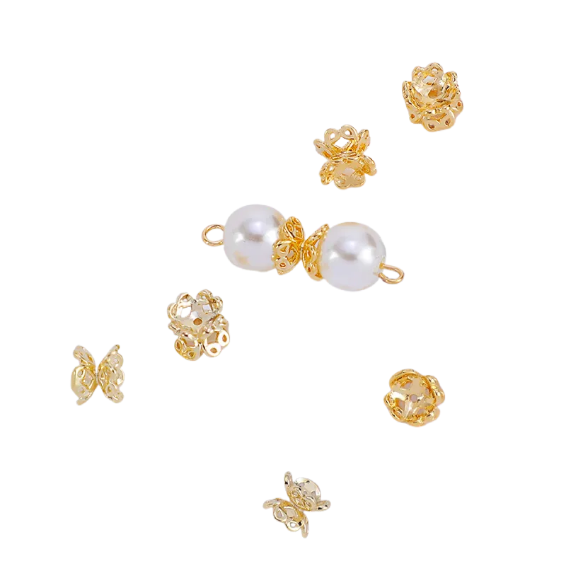 10pcs 14k Gold Filled Double-sided Lotus Bead Caps, 6.5mm Brass Flower Cap, Beads Caps for Jewelry Making 10418550