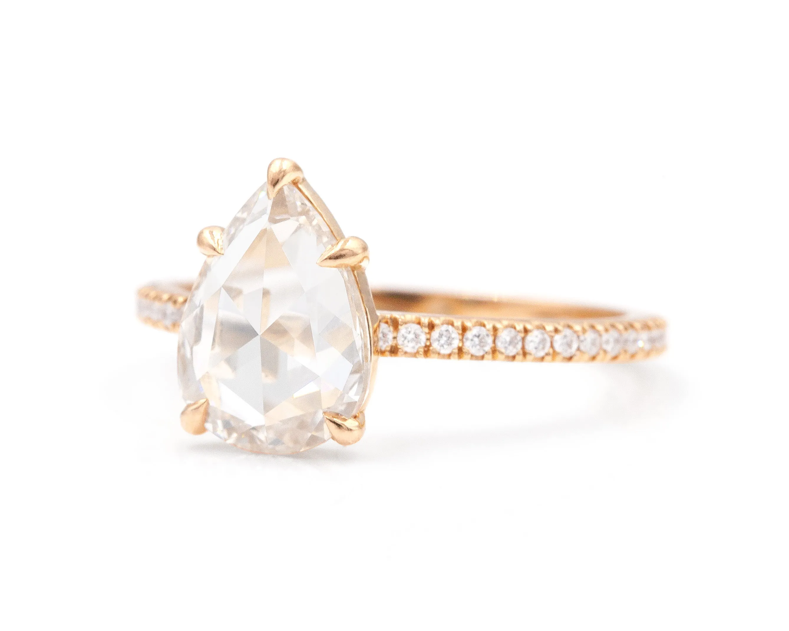 1.37-Carat Rose Cut Pear Diamond Ring