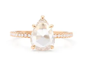 1.37-Carat Rose Cut Pear Diamond Ring