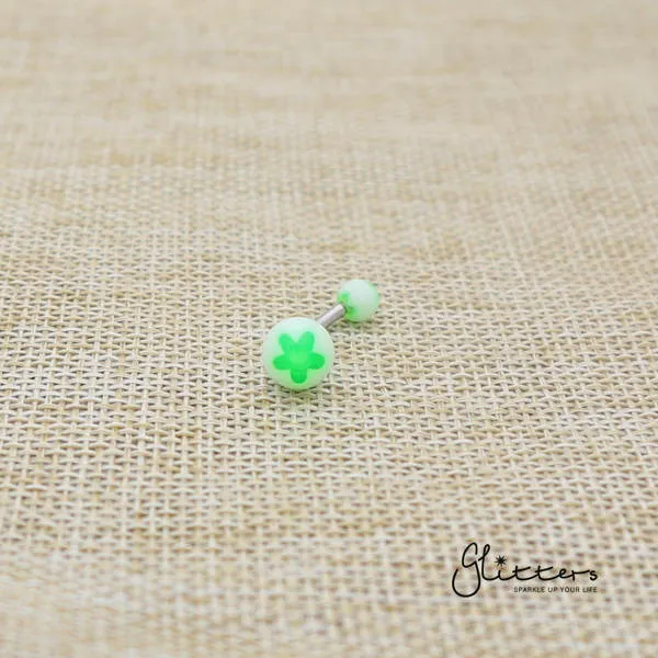 14 Gauge Acrylic Flower Balls Belly Button Ring - Green