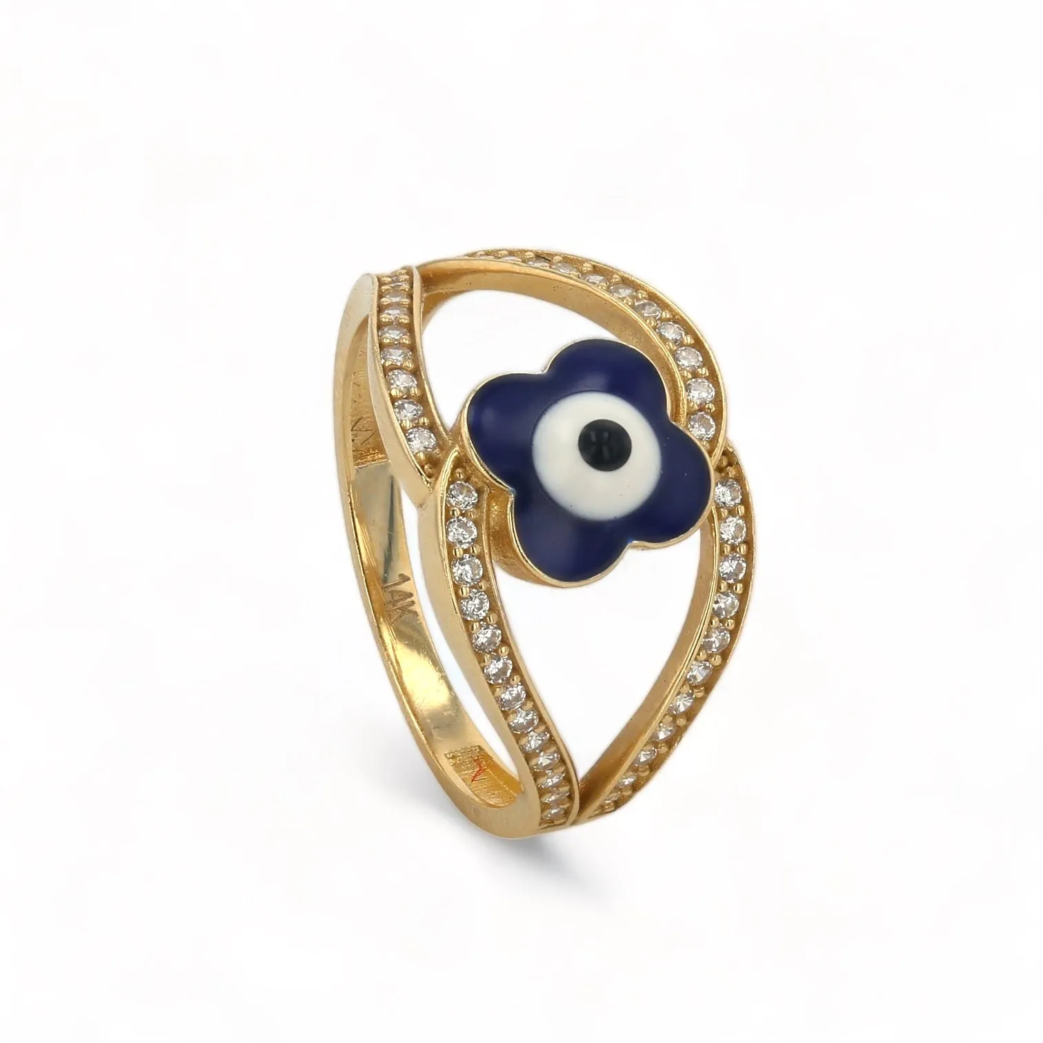 14K Yellow Gold Blue Flower Ring - 221169l