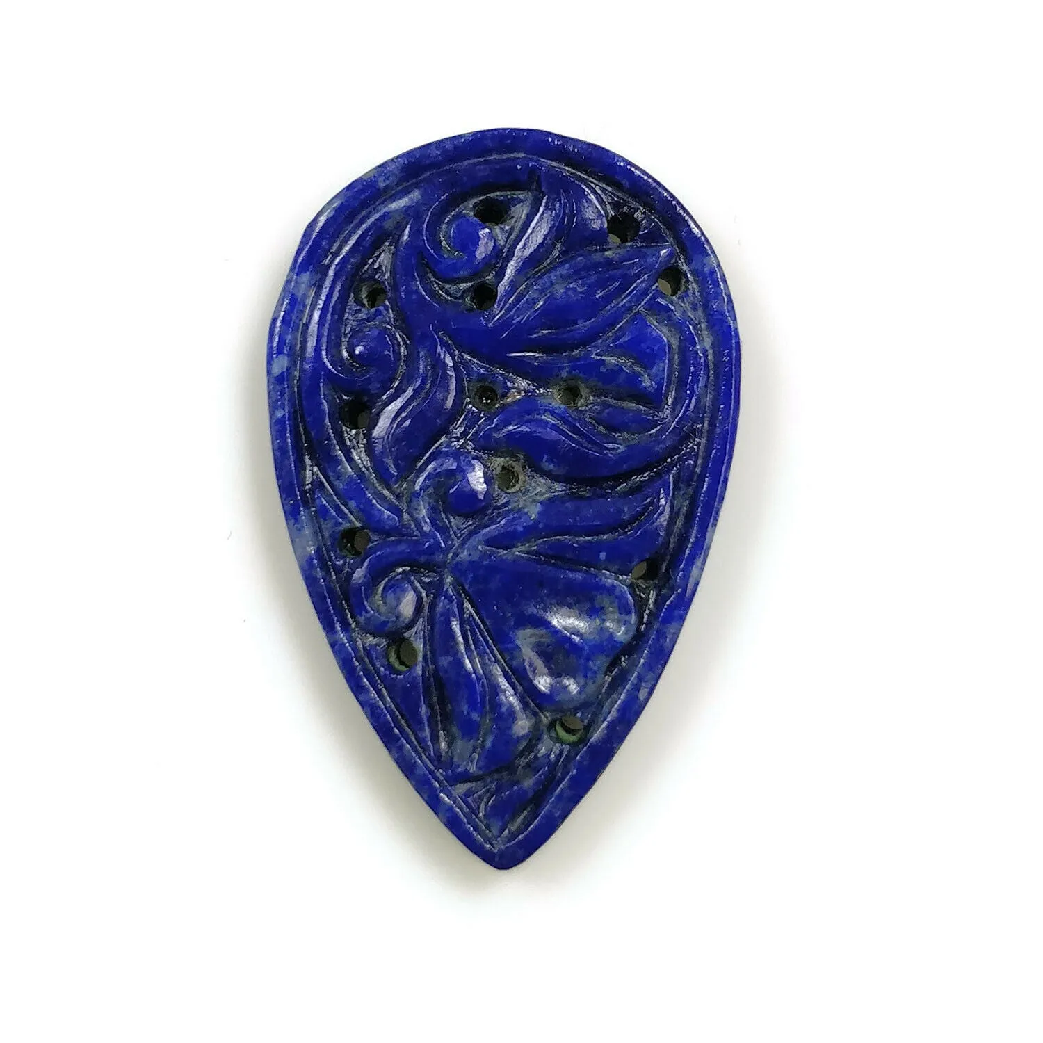 18.50cts Natural BLUE LAPIS LAZULI Gemstone Hand Carved Pear Shape 31*20mm 1pc for Ring/Pendant