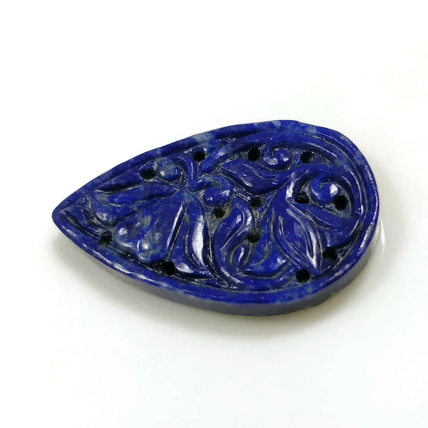 18.50cts Natural BLUE LAPIS LAZULI Gemstone Hand Carved Pear Shape 31*20mm 1pc for Ring/Pendant