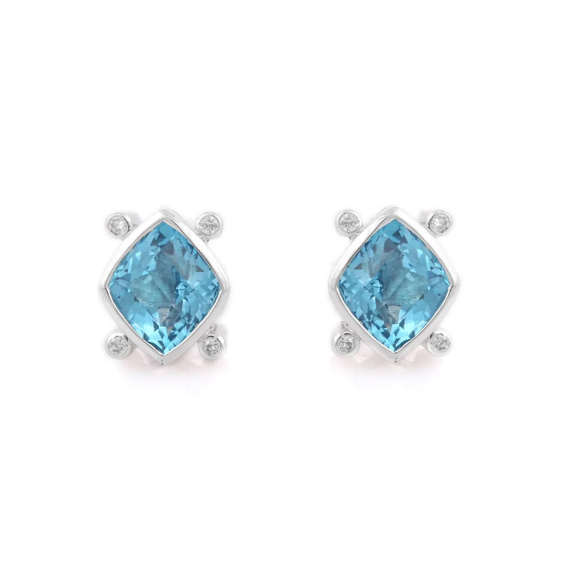 18K Gold Blue Topaz Studs