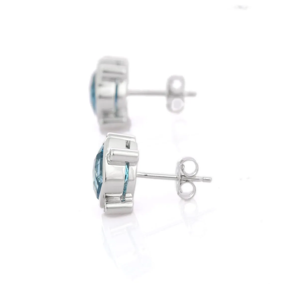 18K Gold Blue Topaz Studs