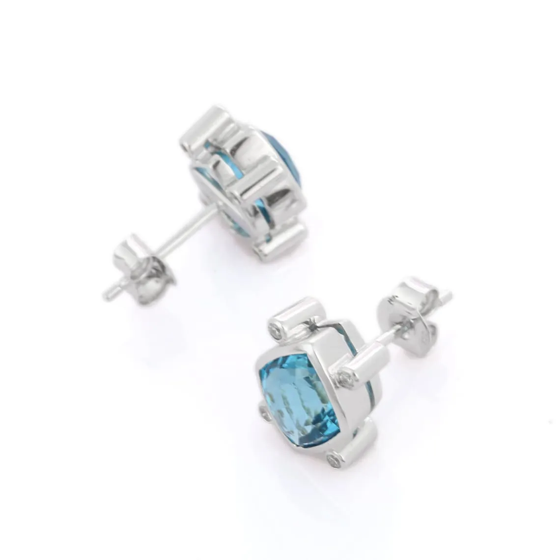 18K Gold Blue Topaz Studs