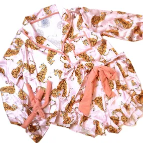 8 OAK LANE | Luxe Satin Ruffle Short PJ Set - Pink Tiger