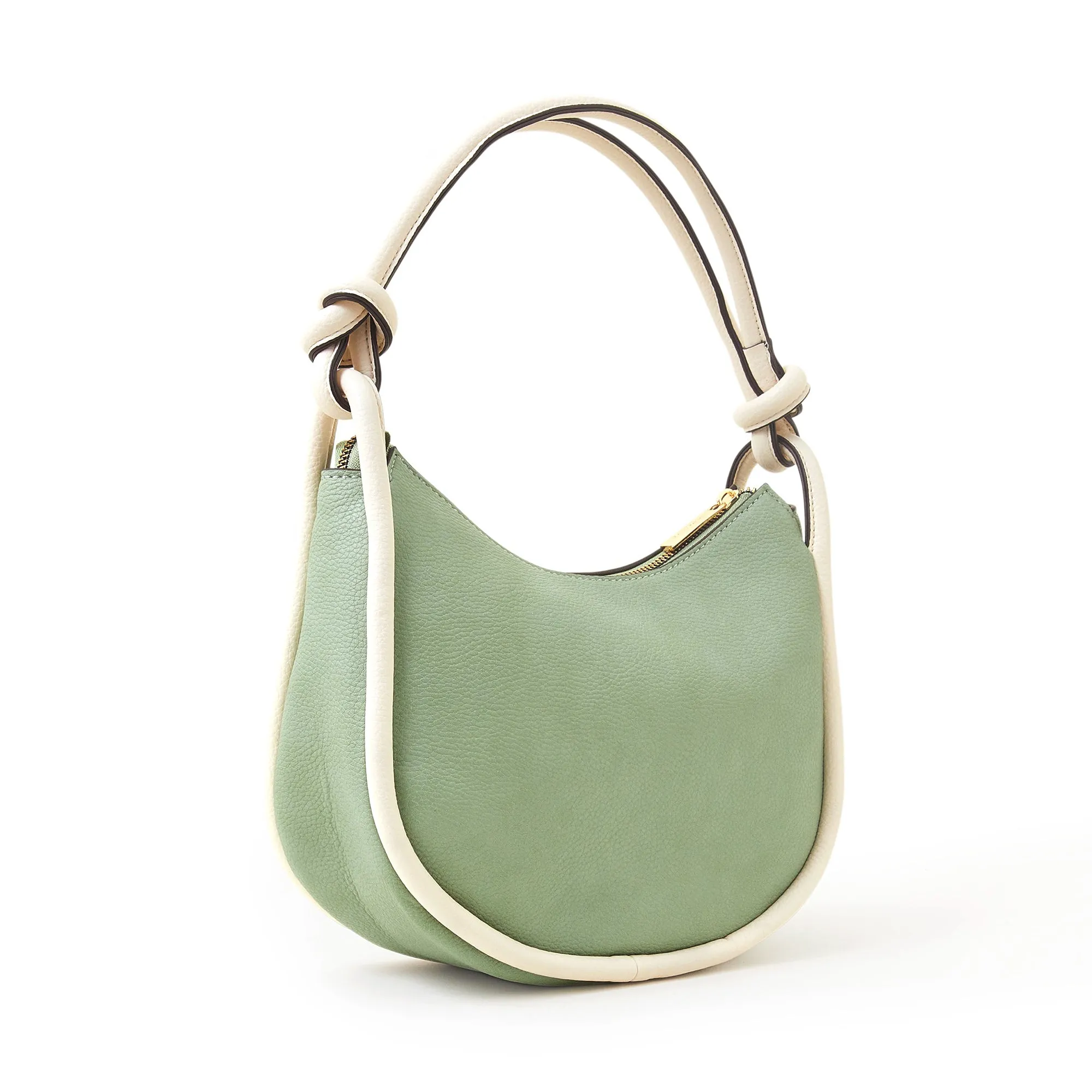 Accessorize London Women's Faux Leather Light Green Contrast Knotted Shoulder Bag