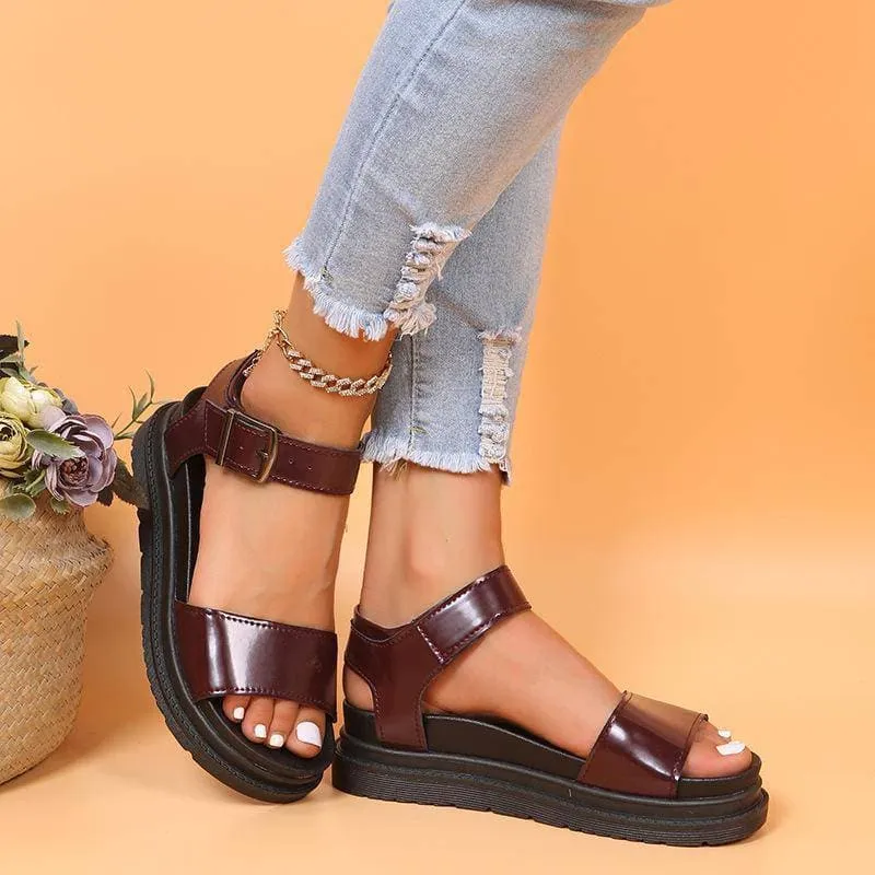 Adjusting Buckle Platform Sandals