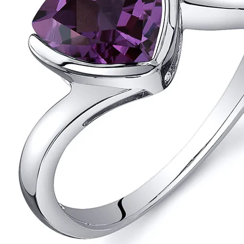 Alexandrite Ring Sterling Silver Trillion Shape 2.5 Carats Size 8