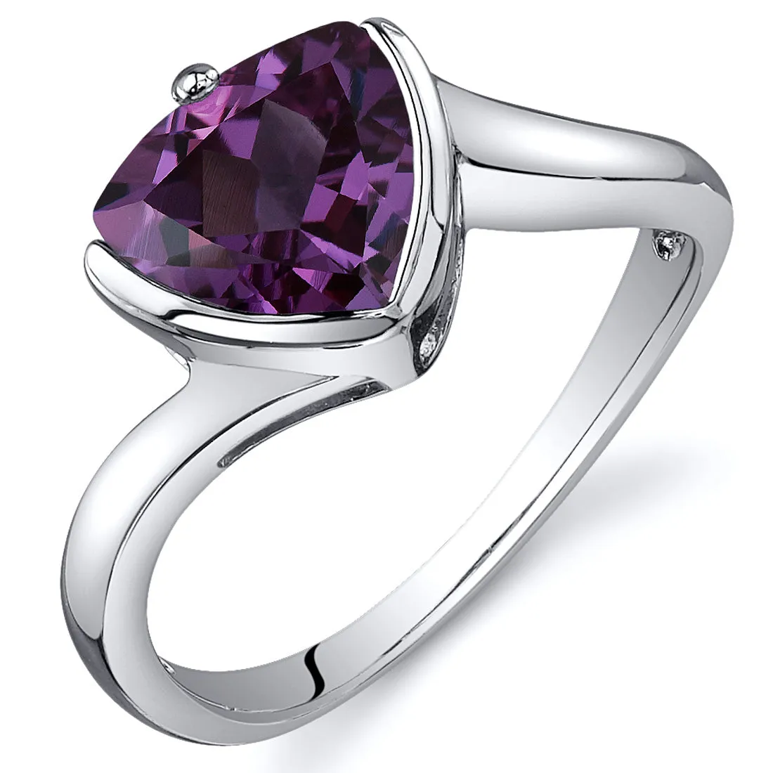 Alexandrite Ring Sterling Silver Trillion Shape 2.5 Carats Size 8