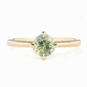 Alice Ring 1.08ct Parti Green Yellow Round Montana Sapphire, 14K Yellow Gold (One of a kind)