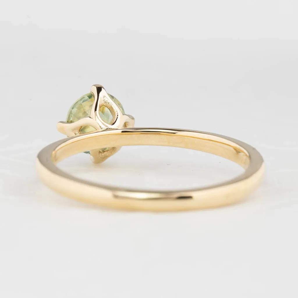 Alice Ring 1.08ct Parti Green Yellow Round Montana Sapphire, 14K Yellow Gold (One of a kind)