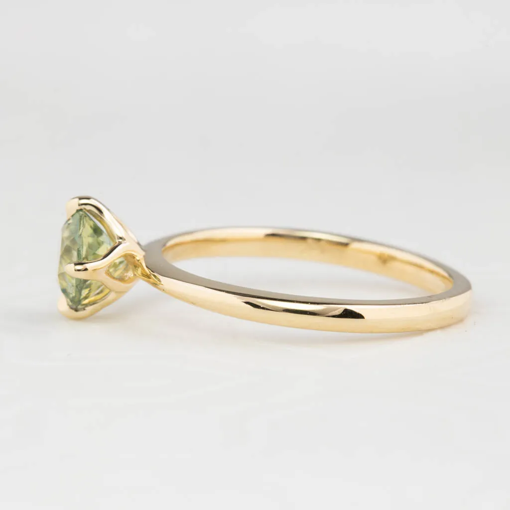 Alice Ring 1.08ct Parti Green Yellow Round Montana Sapphire, 14K Yellow Gold (One of a kind)