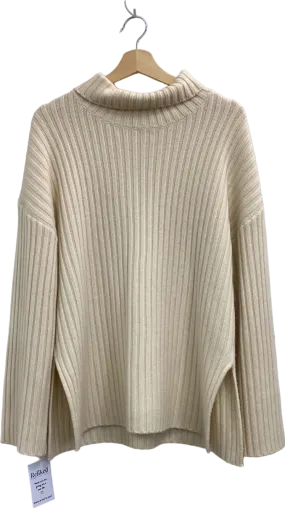 Almada Label Cream Ribbed Turtleneck Sweater UK M