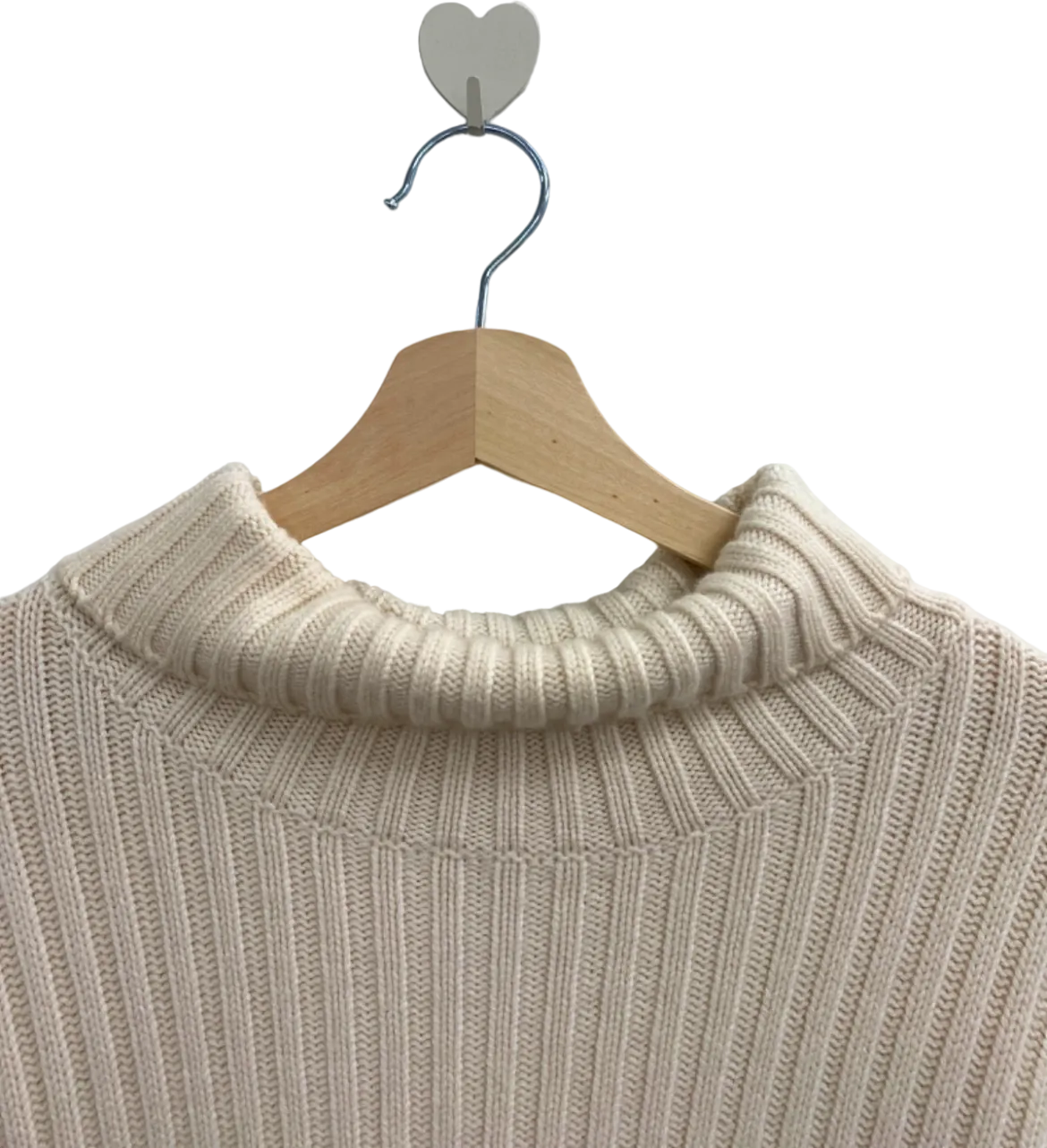 Almada Label Cream Ribbed Turtleneck Sweater UK M