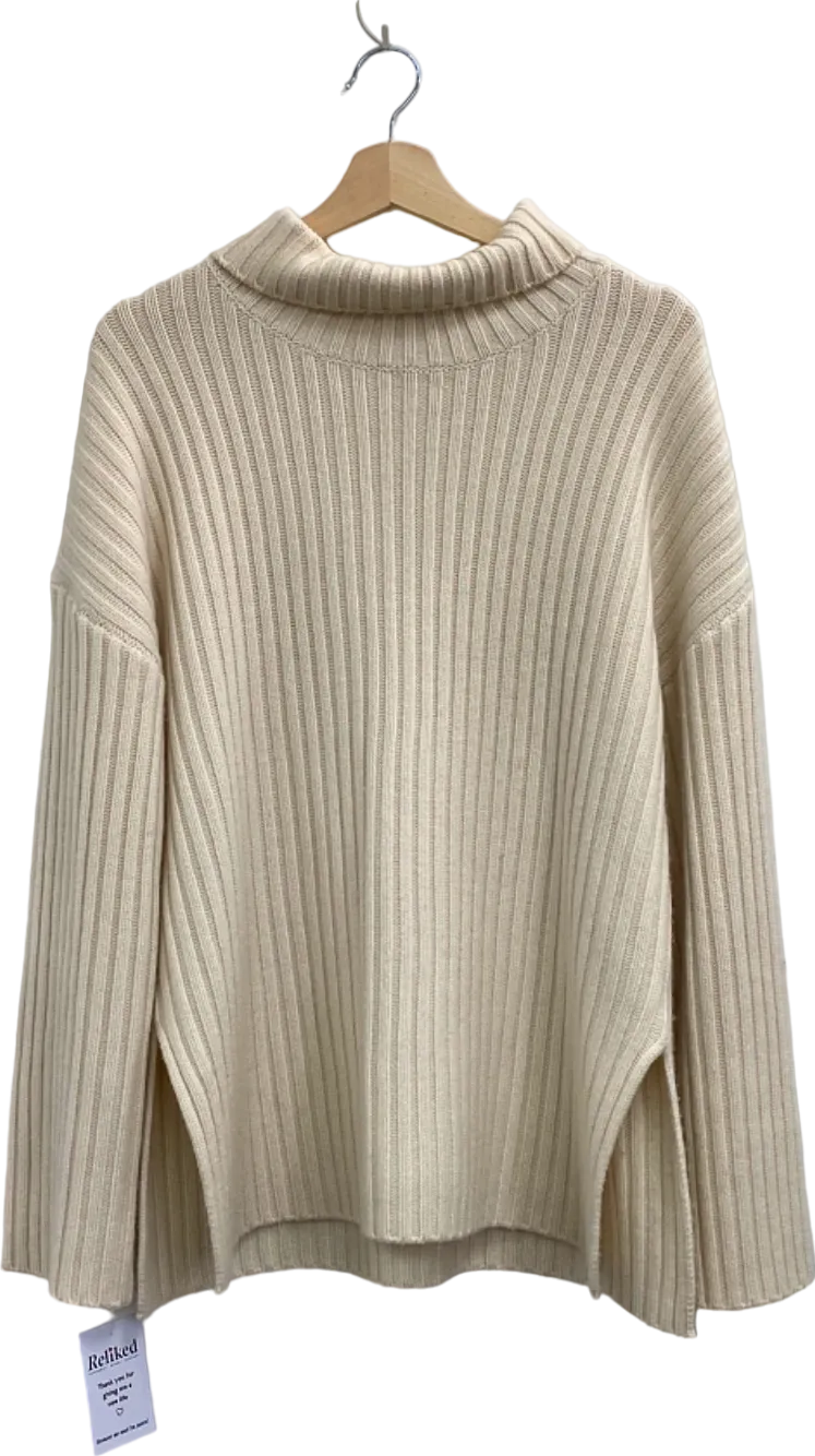 Almada Label Cream Ribbed Turtleneck Sweater UK M