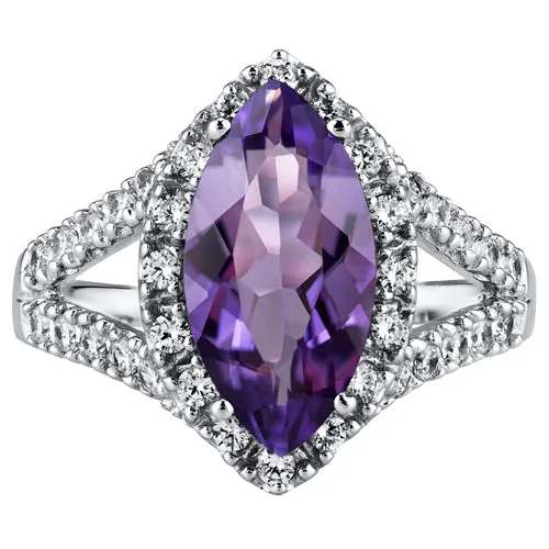 Amethyst Marquise Cut Sterling Silver Ring Size 6