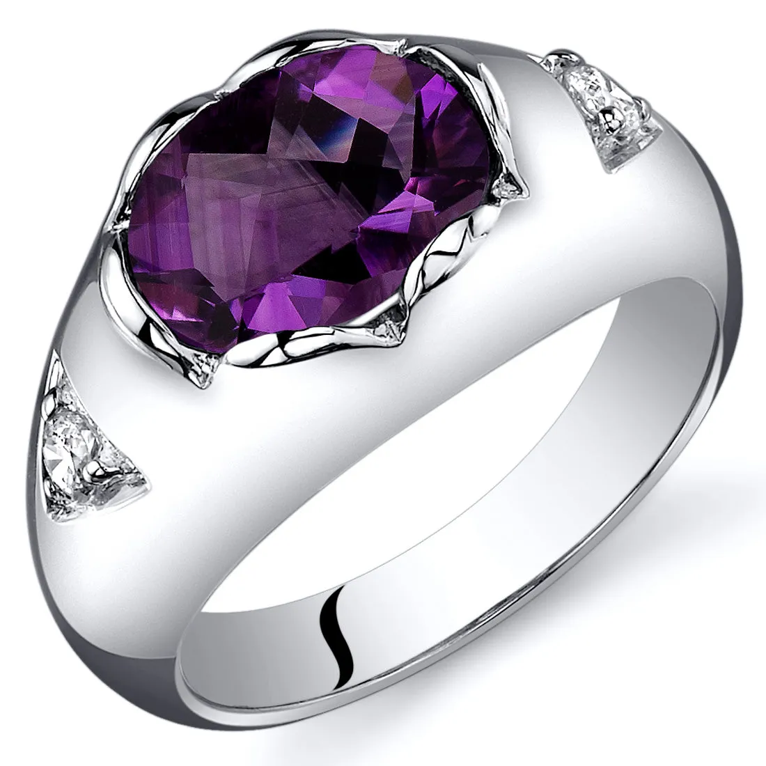 Amethyst Oval Cut Sterling Silver Ring Size 6