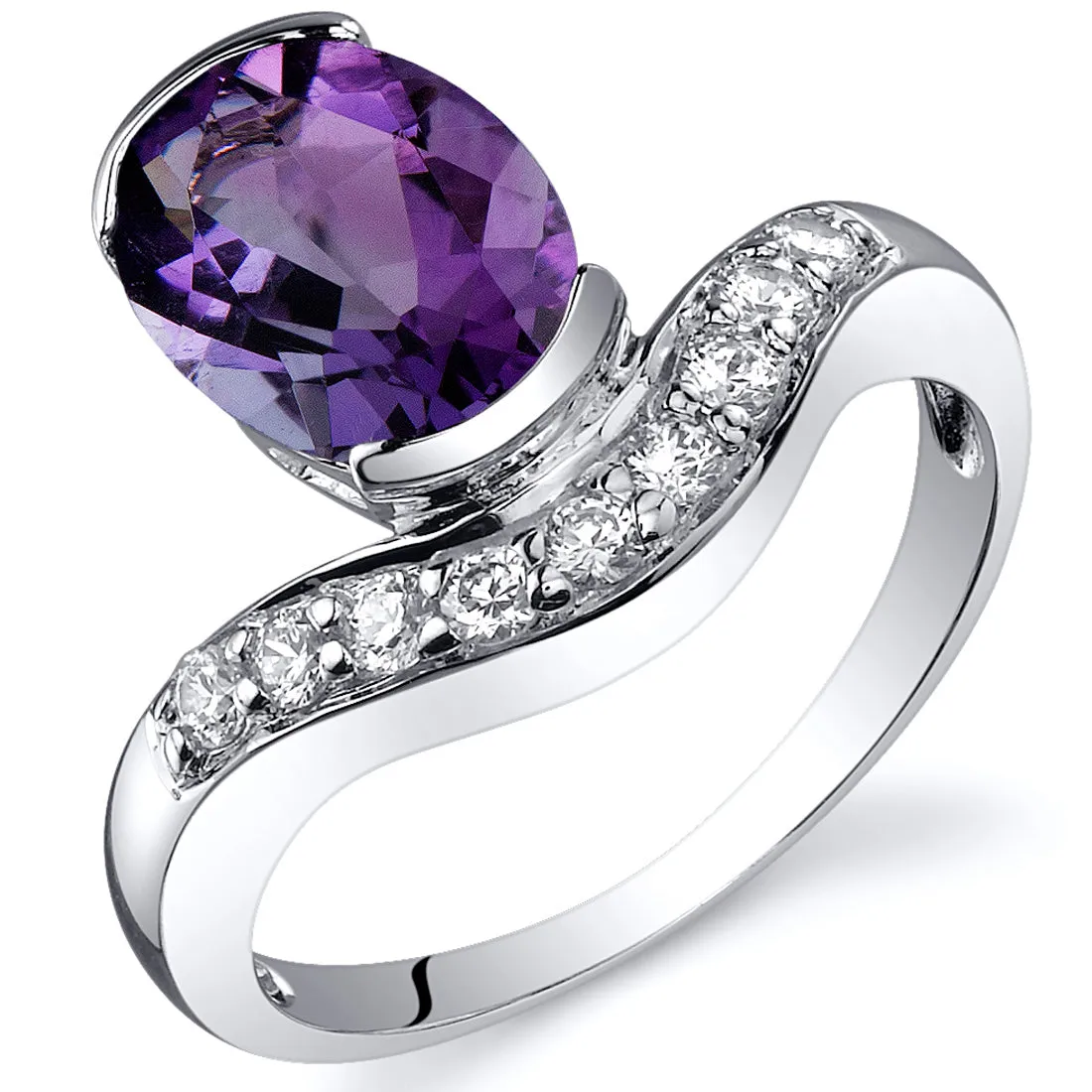 Amethyst Oval Cut Sterling Silver Ring Size 8