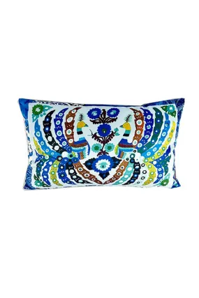 ANNA CHANDLER VELVET CUSHION SMALL RECTANGLE BLUE NOMAD