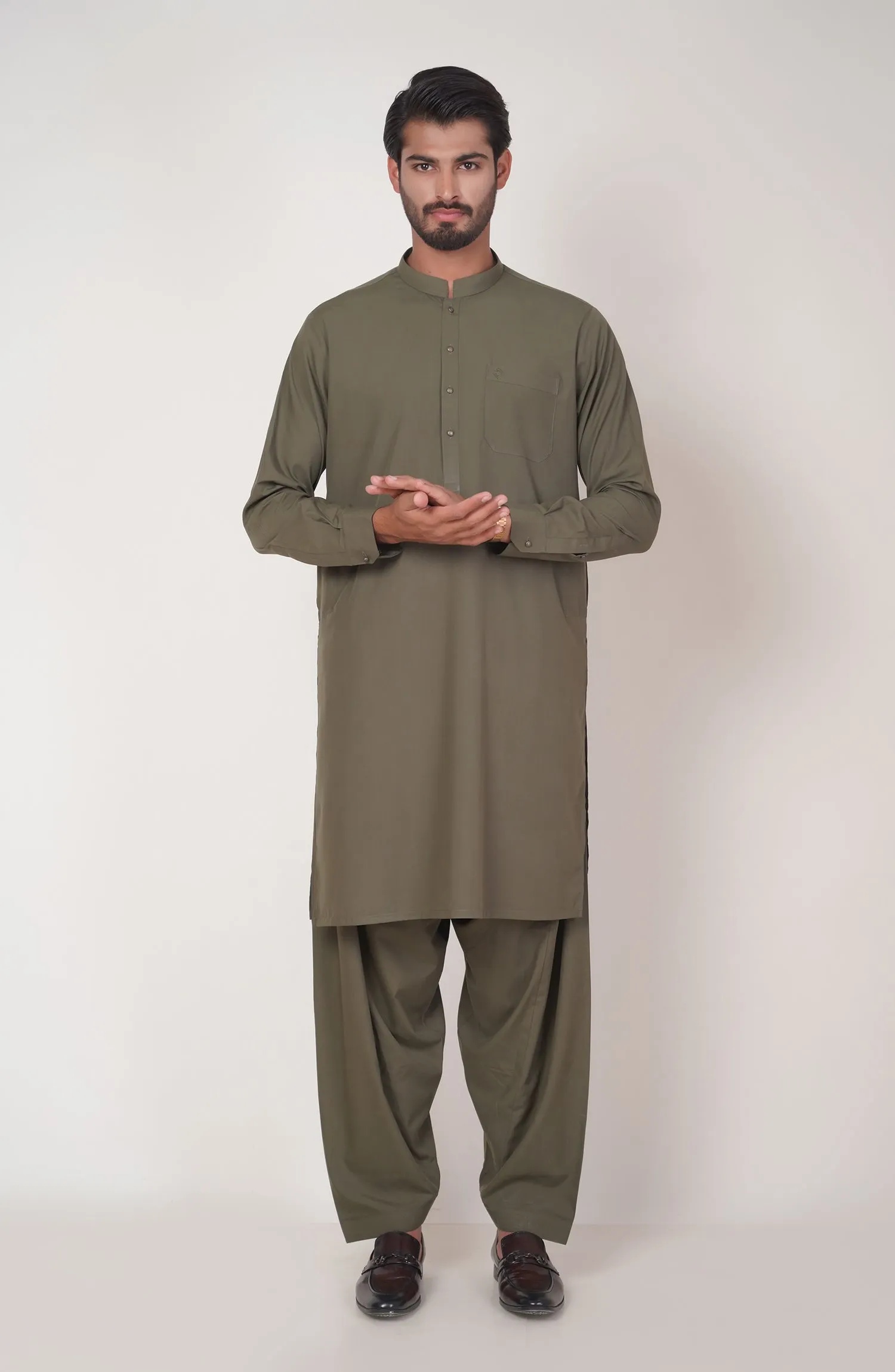 Basic Fancy Band Collar Shalwar Suit