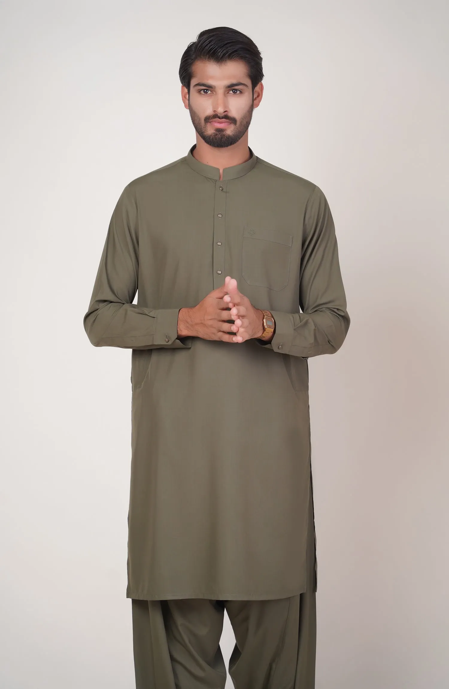 Basic Fancy Band Collar Shalwar Suit