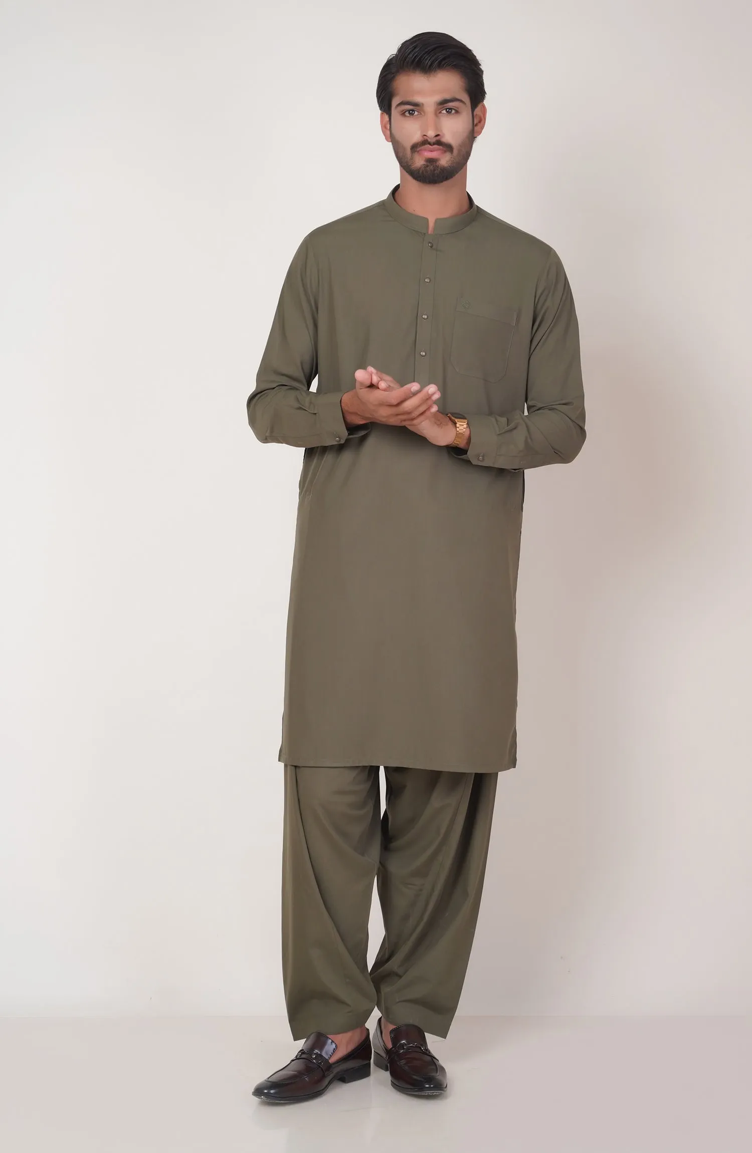 Basic Fancy Band Collar Shalwar Suit