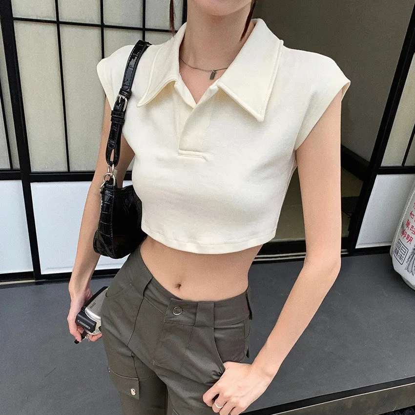 Beige Crop Polo