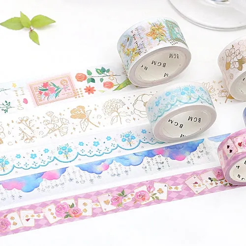 BGM Foil Stamping Blossoming Flower Letter Masking Tape