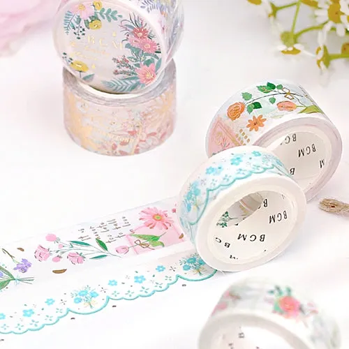 BGM Foil Stamping Blossoming Flower Letter Masking Tape