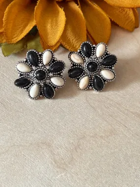 Black & White Flower Stud Earrings