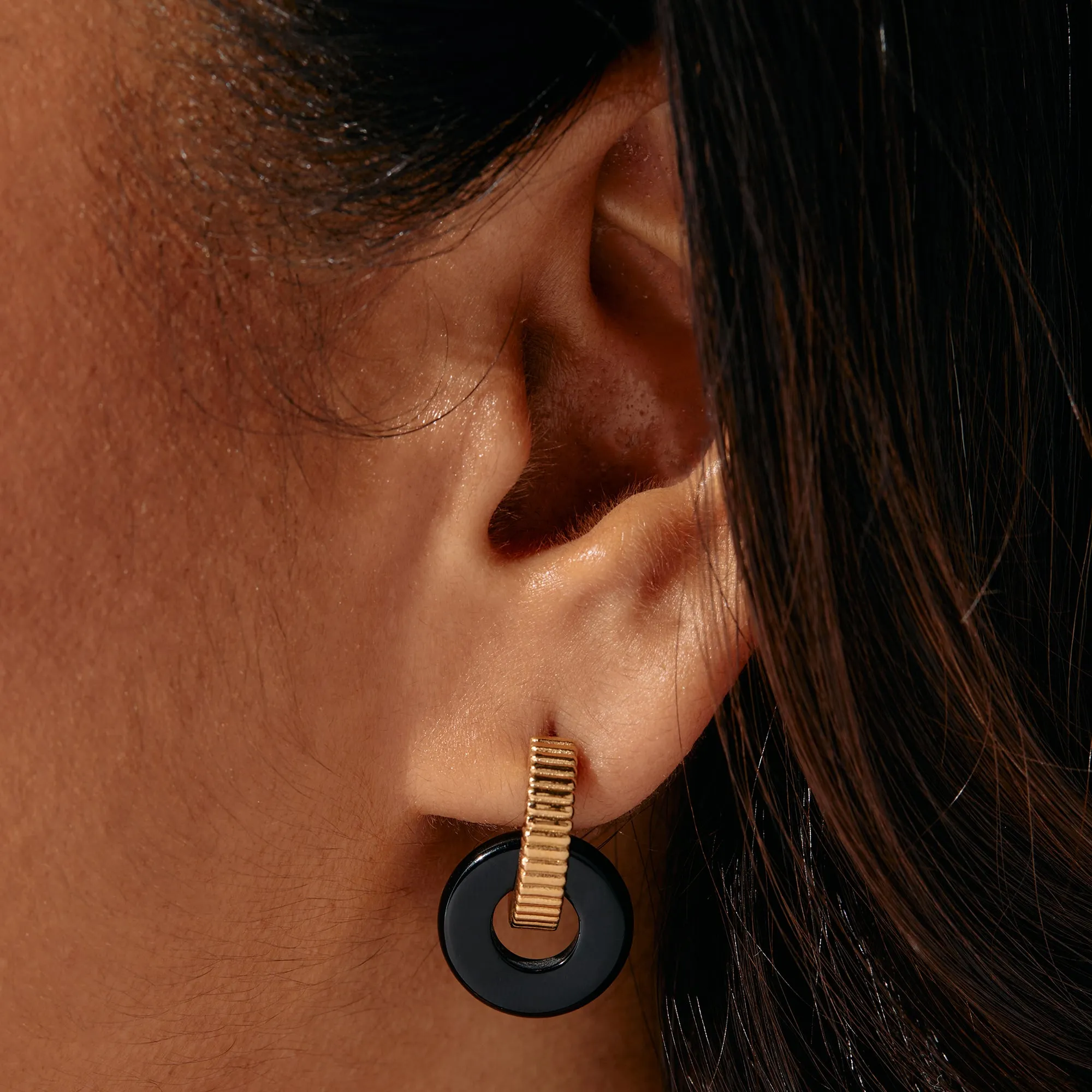 Black Onyx Textured Earrings