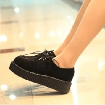 Black Suede Platform Creepers Shoes SD00168