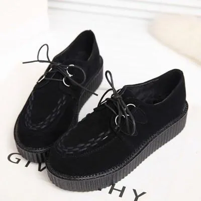 Black Suede Platform Creepers Shoes SD00168