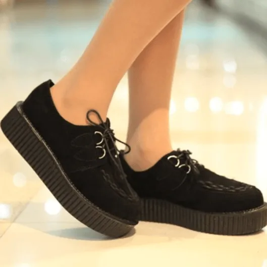 Black Suede Platform Creepers Shoes SD00168