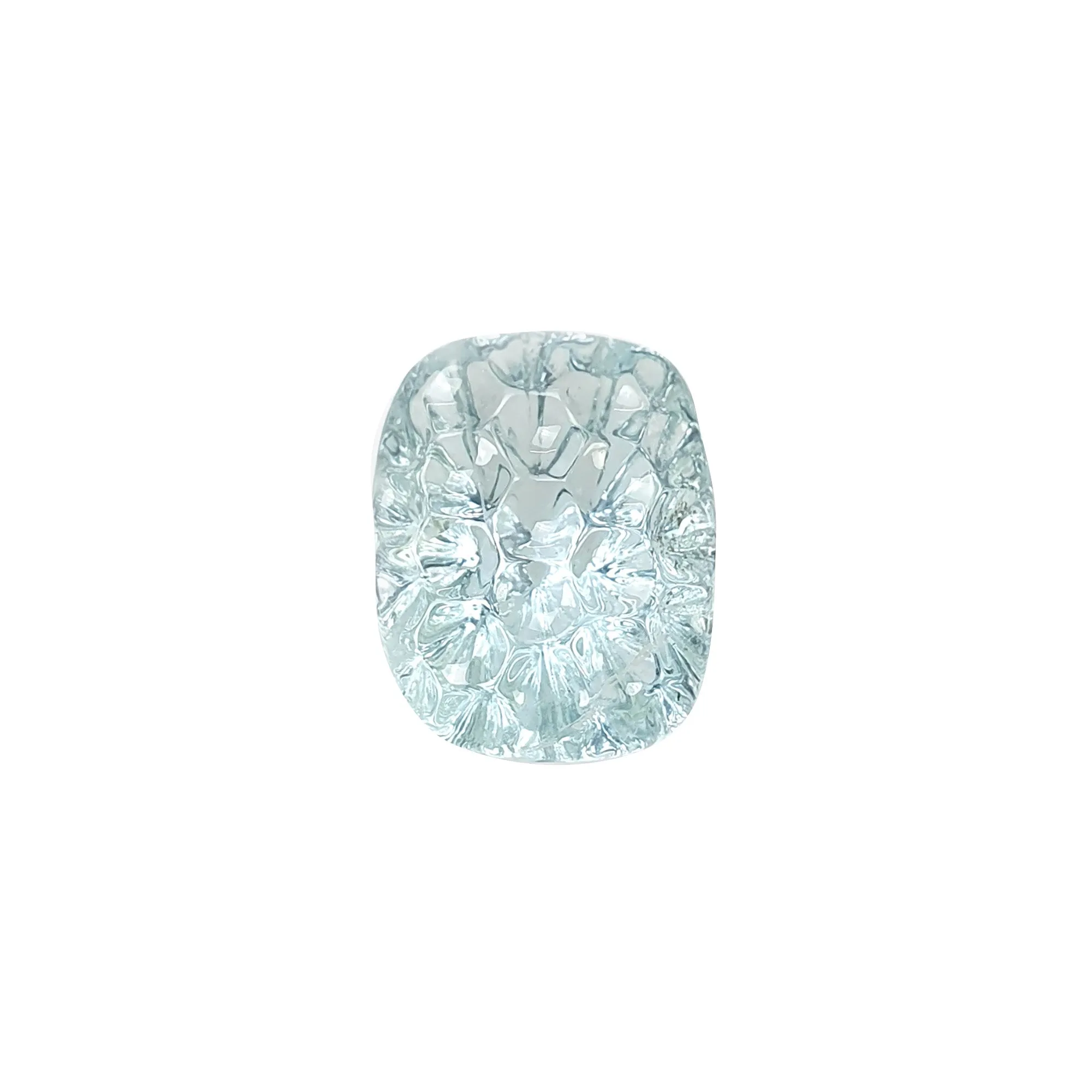 BLUE AQUAMARINE Gemstone Carving  : 5.10cts Natural Untreated Aqua Hand Carved Cushion Shape 13*10mm (With Video)