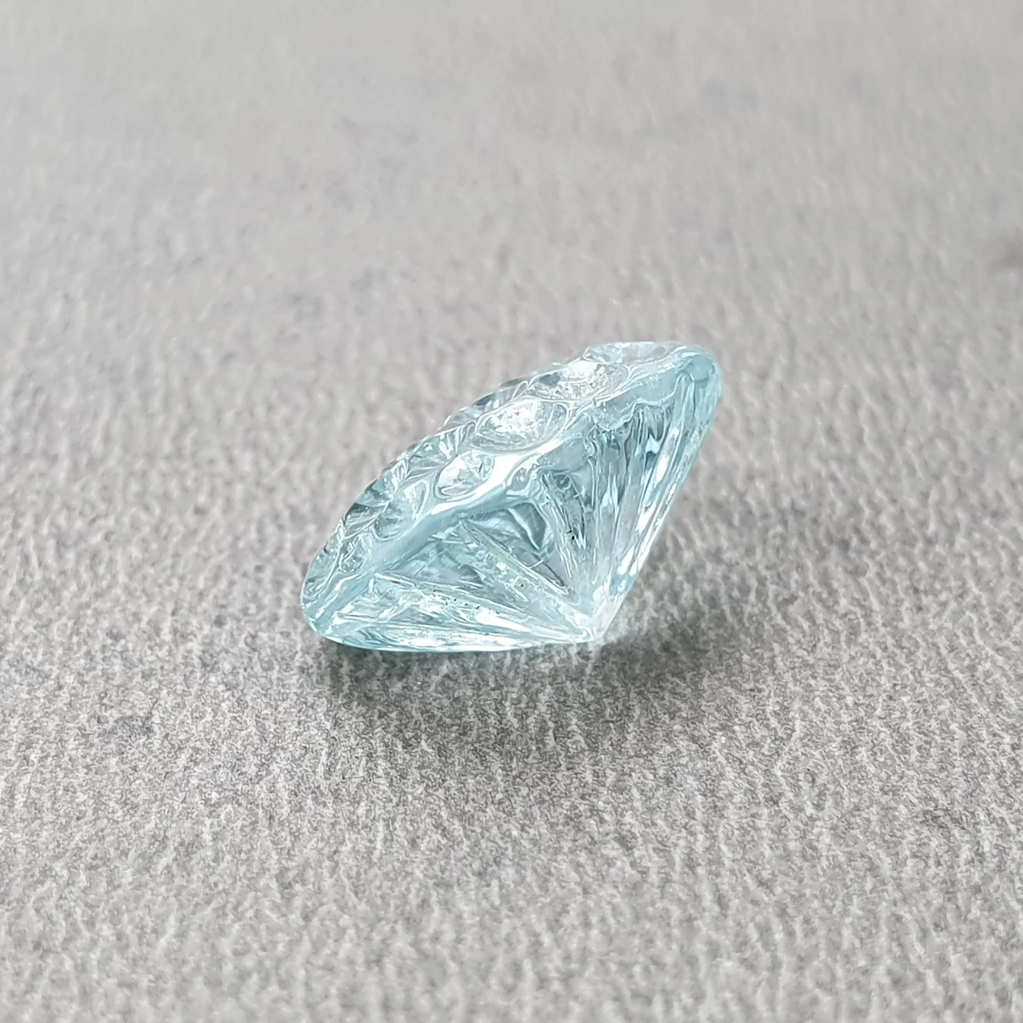 BLUE AQUAMARINE Gemstone Carving  : 5.10cts Natural Untreated Aqua Hand Carved Cushion Shape 13*10mm (With Video)