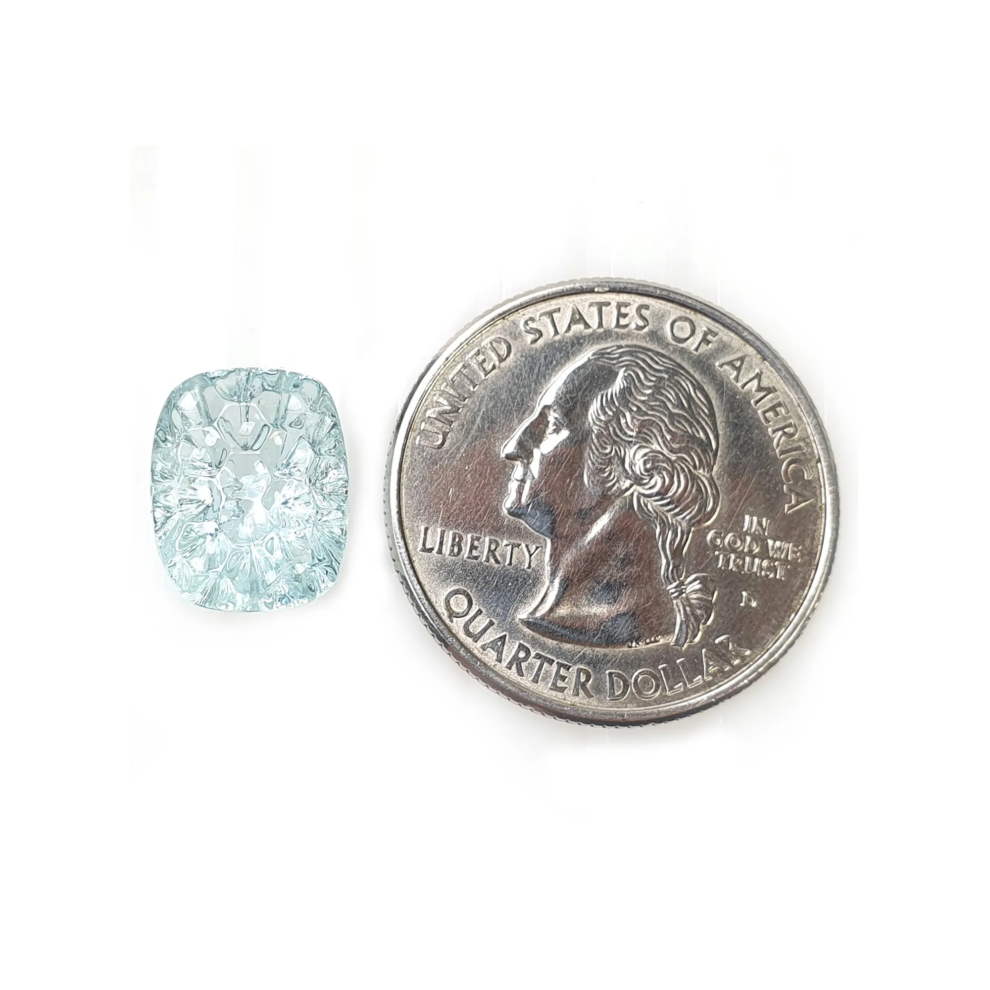 BLUE AQUAMARINE Gemstone Carving  : 5.10cts Natural Untreated Aqua Hand Carved Cushion Shape 13*10mm (With Video)