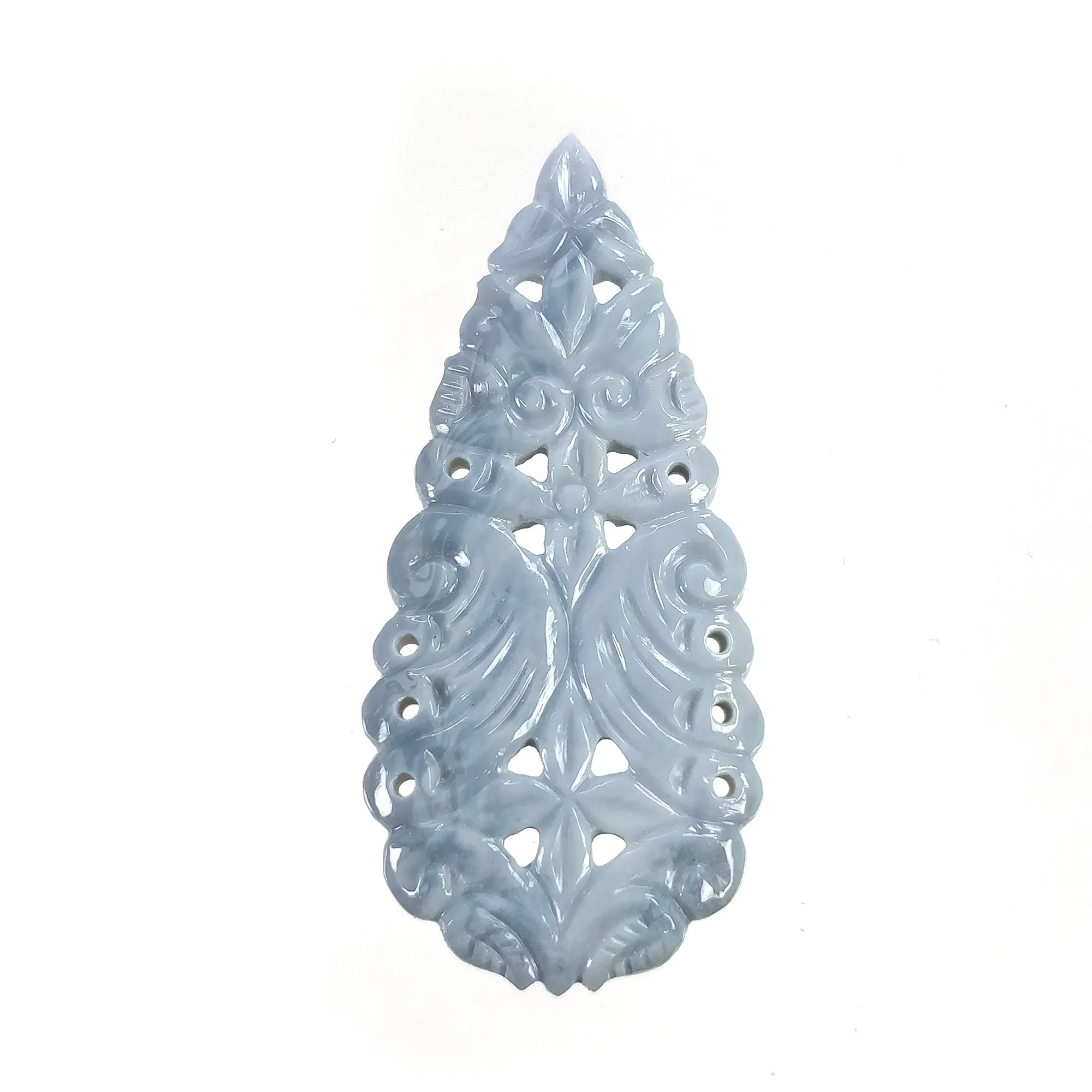 Blue OPAL Gemstone Carving : 31.90cts Natural Color Enhanced Opal Hand Carved Pear Shape 57*26mm 1pc