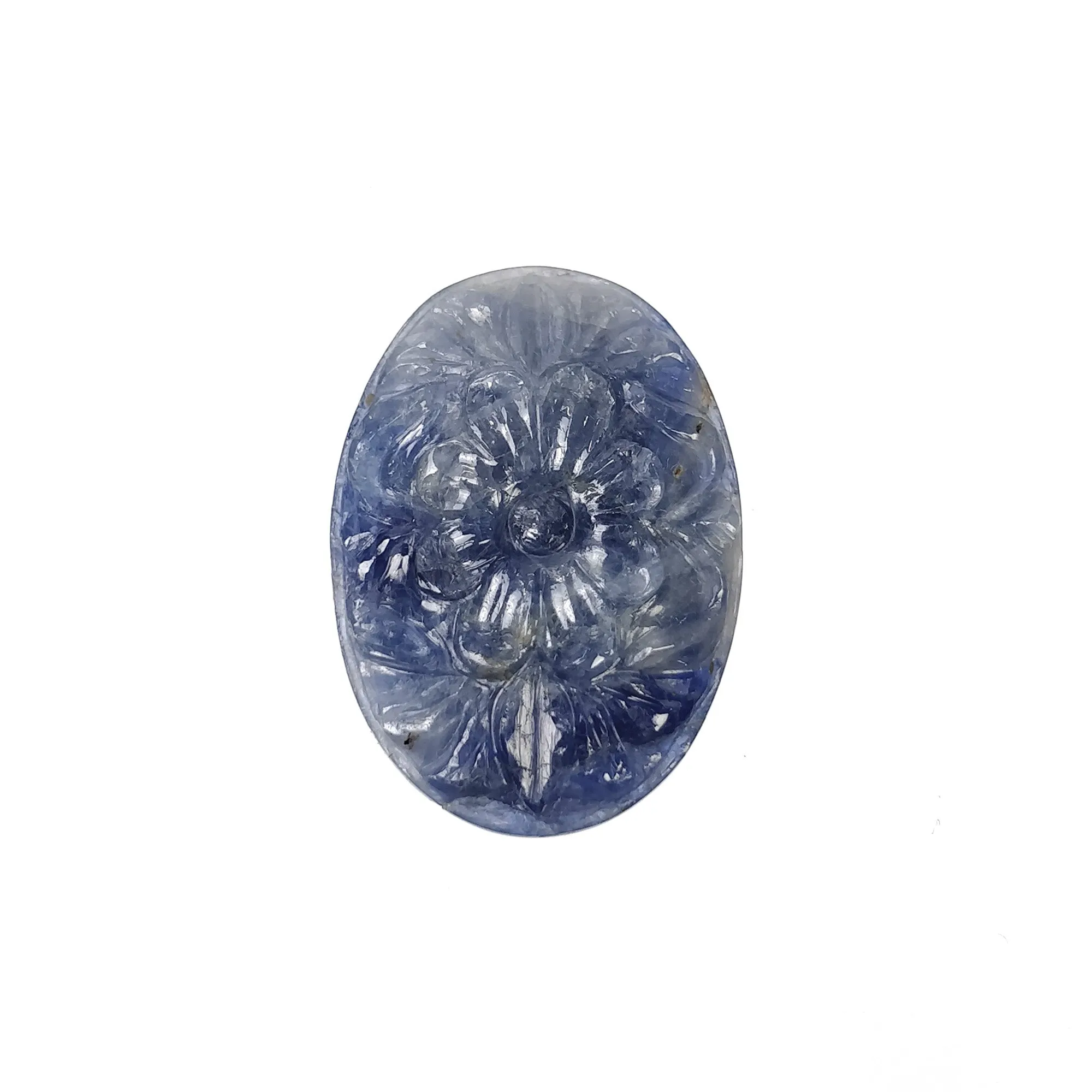 BLUE SAPPHIRE Gemstone Carving : 23.50cts Natural Untreated Unheated Sapphire Hand Carved Oval Shape 26*18mm (With Video)