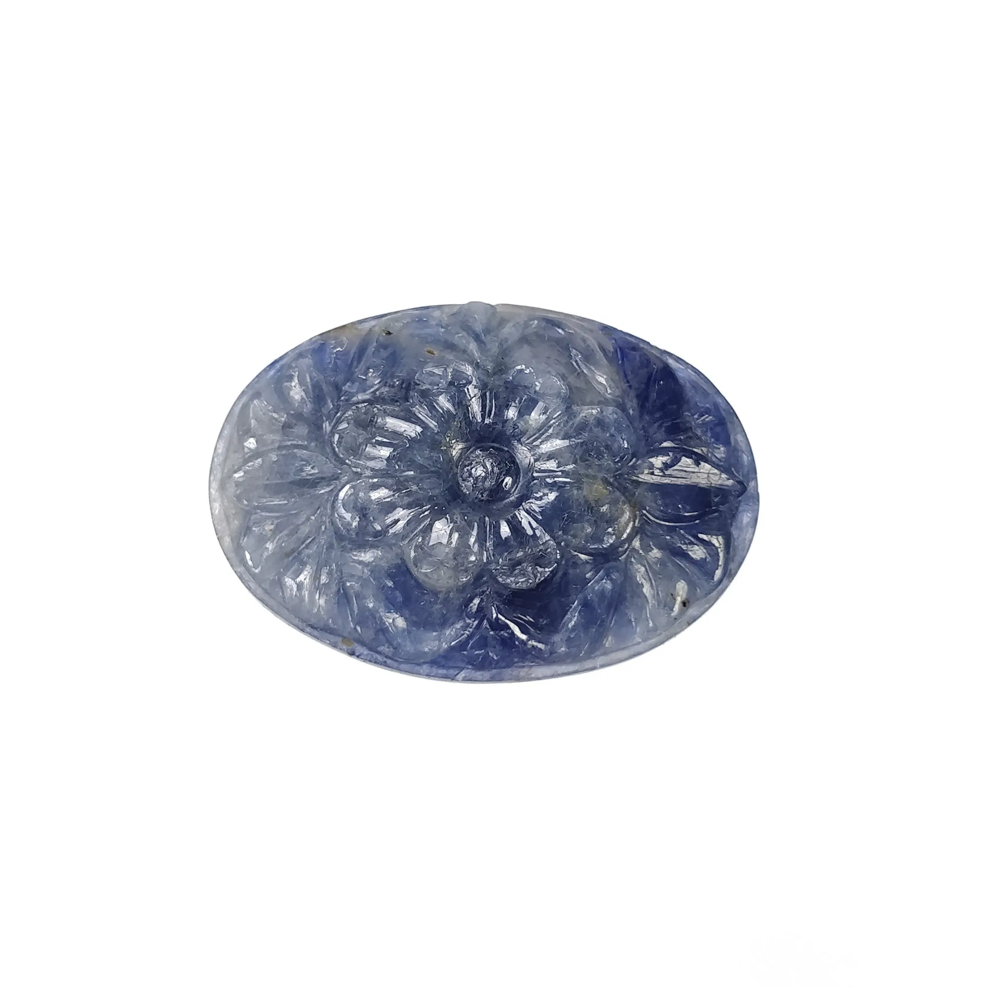 BLUE SAPPHIRE Gemstone Carving : 23.50cts Natural Untreated Unheated Sapphire Hand Carved Oval Shape 26*18mm (With Video)