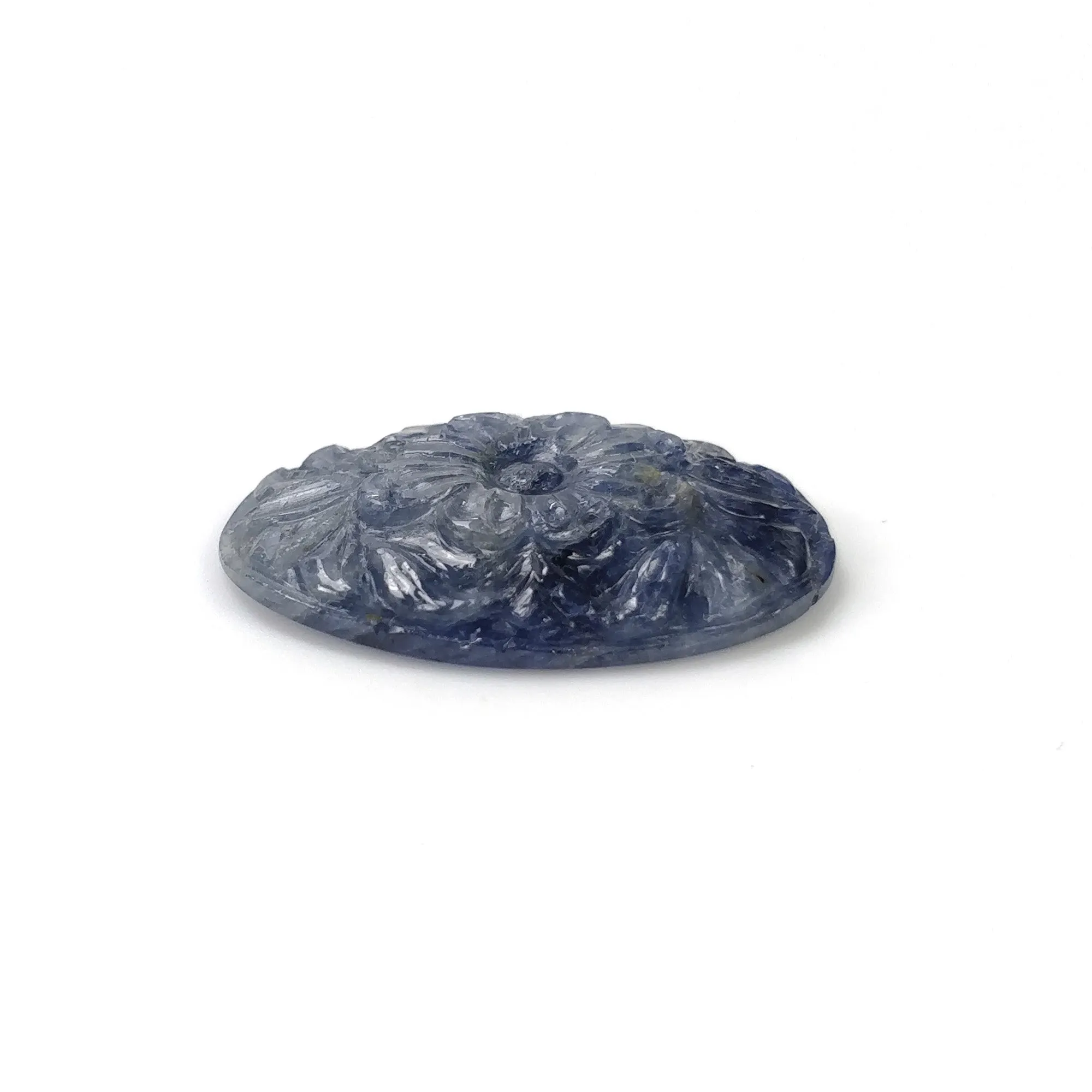 BLUE SAPPHIRE Gemstone Carving : 23.50cts Natural Untreated Unheated Sapphire Hand Carved Oval Shape 26*18mm (With Video)