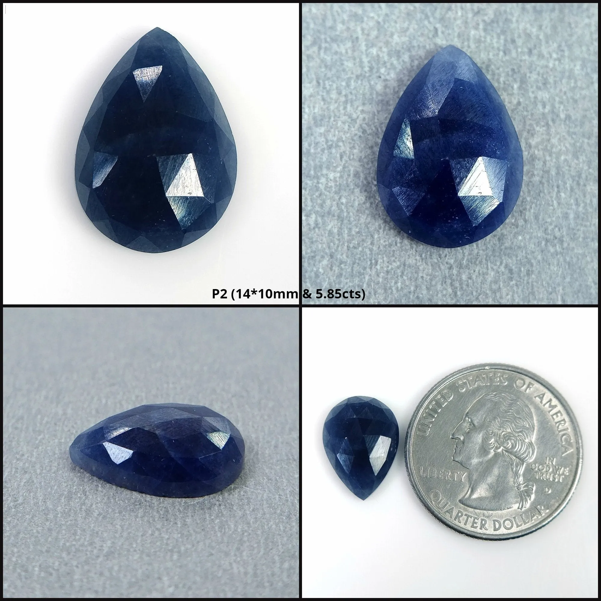 BLUE SAPPHIRE Gemstone Rose Cut : Natural Untreated Unheated Sapphire Pear Shape 1pc