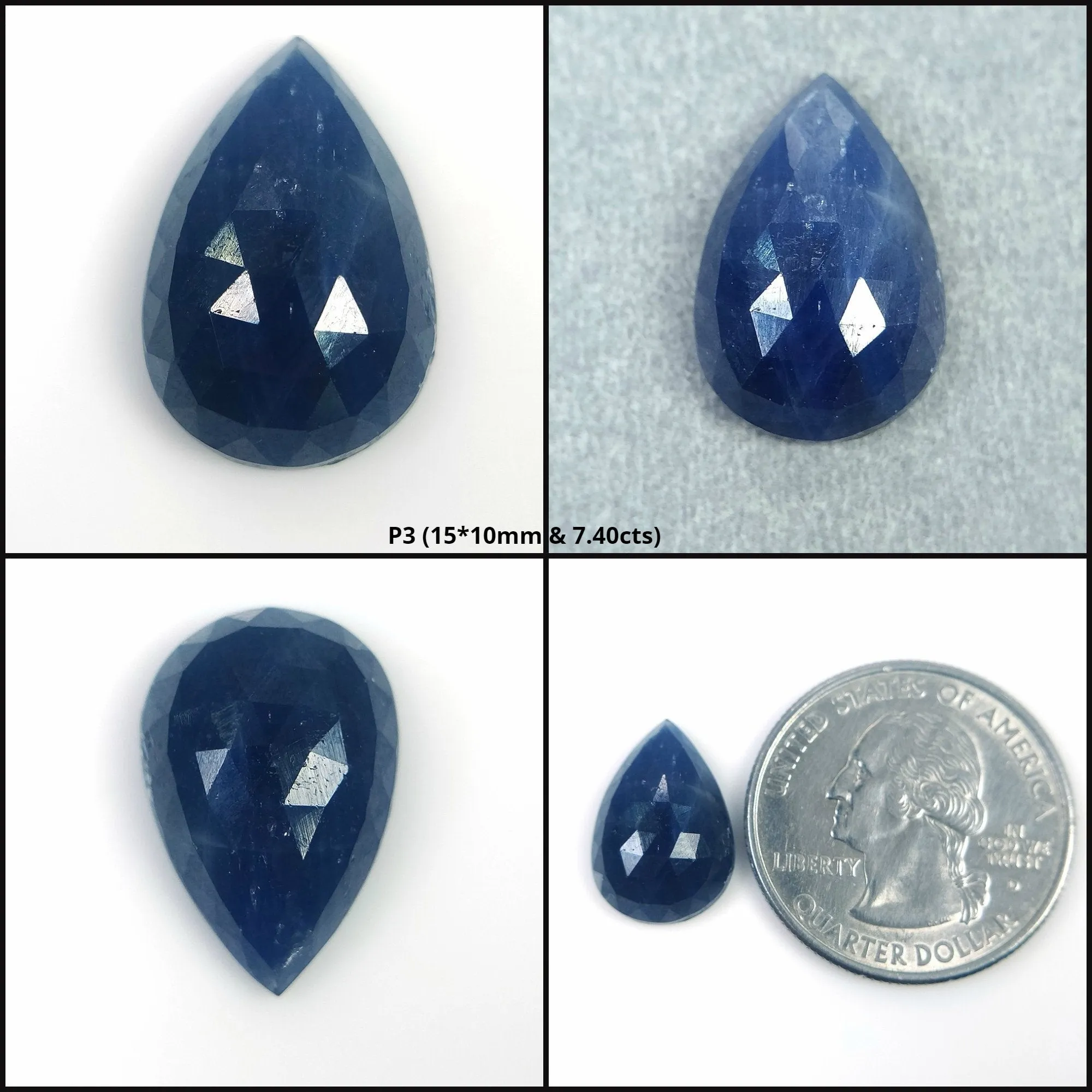 BLUE SAPPHIRE Gemstone Rose Cut : Natural Untreated Unheated Sapphire Pear Shape 1pc