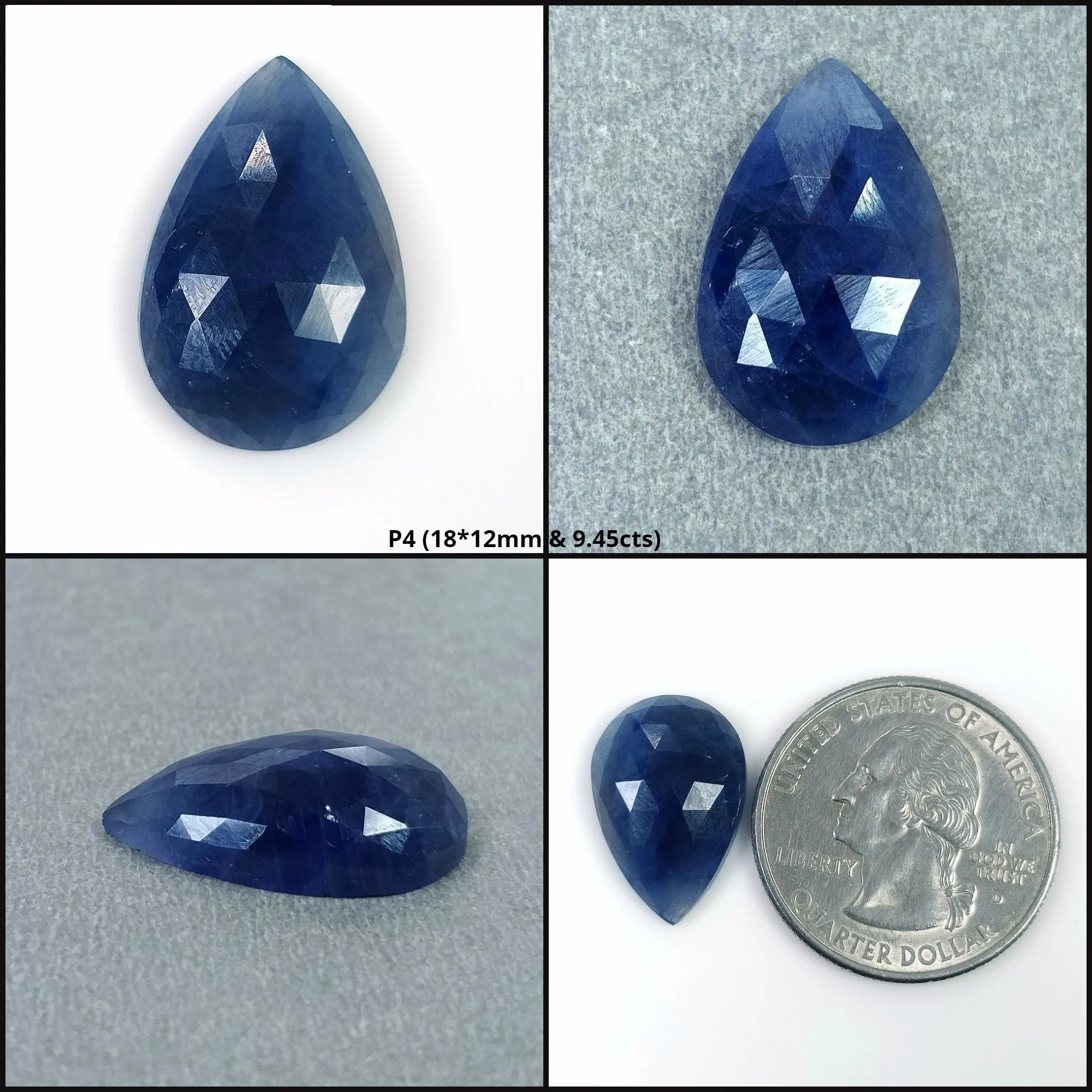 BLUE SAPPHIRE Gemstone Rose Cut : Natural Untreated Unheated Sapphire Pear Shape 1pc