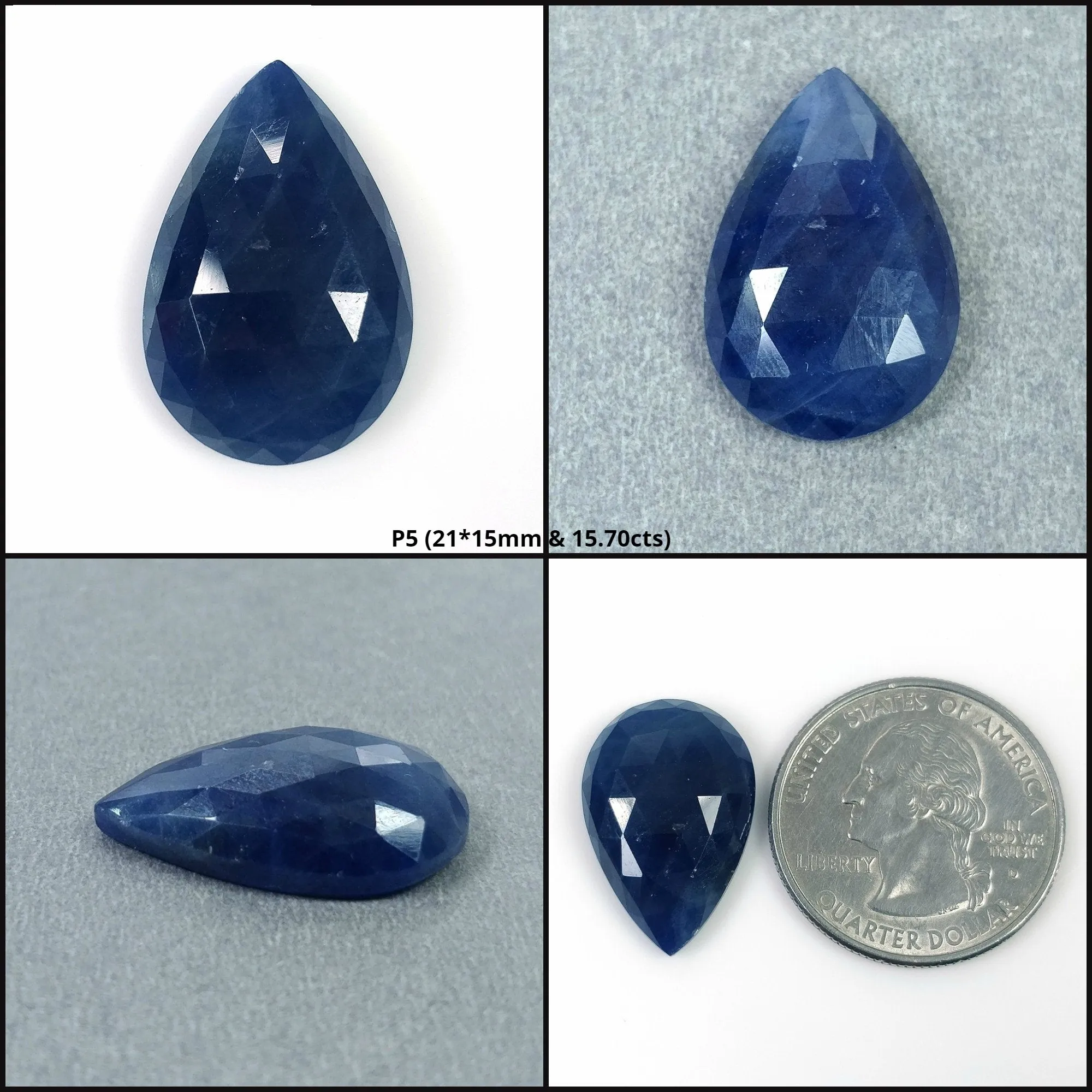 BLUE SAPPHIRE Gemstone Rose Cut : Natural Untreated Unheated Sapphire Pear Shape 1pc